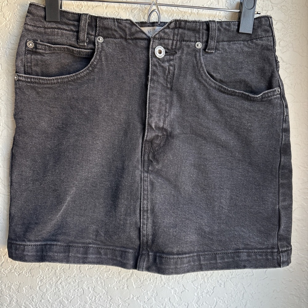Free People We The Free Womens 28 Mini Skirt Black Denim High Rise Washed Cotton